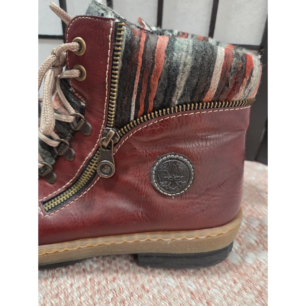 Rieker‎ Felicitas Z6741-35 Burgundy Wine Ankle Boots Women's Size 9 Boho - Picture 2 of 10